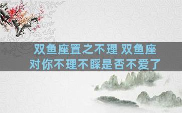 双鱼座置之不理 双鱼座对你不理不睬是否不爱了